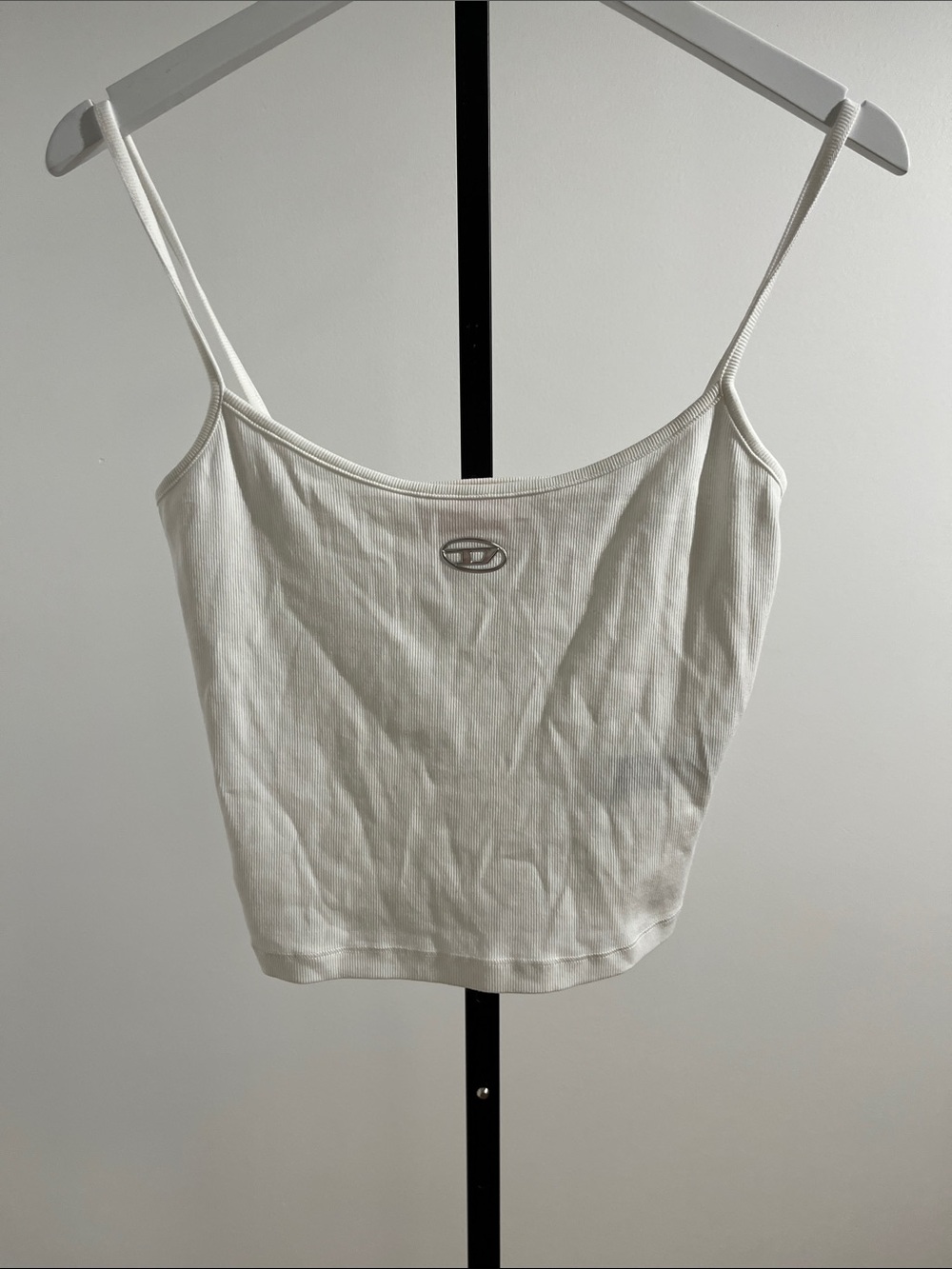 Diesel White Spaghetti Strap Logo Camisole